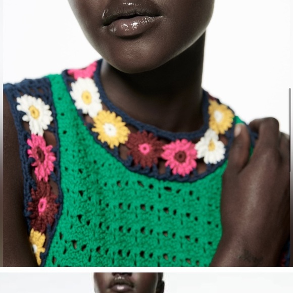 💚 ZARA GREEN MULTI FLORAL CROCHET MINI DRESS! - Picture 14 of 16